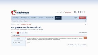 
                            10. su password in terminal | MacRumors Forums