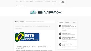 
                            8. Sua empresa já cadastrou os REPs no CAREP? | SIMPAX