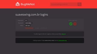 
                            11. suaveswing.com.br passwords - BugMeNot