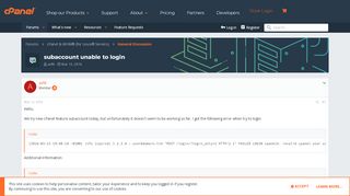
                            9. subaccount unable to login - cPanel Forums - cPanel & WHM