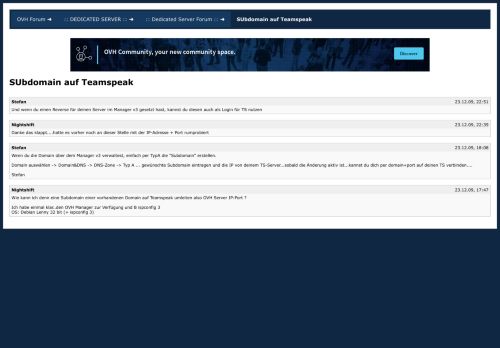 
                            13. SUbdomain auf Teamspeak [Archiv] - OVH Forum