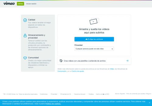
                            3. Sube tus videos | Vimeo