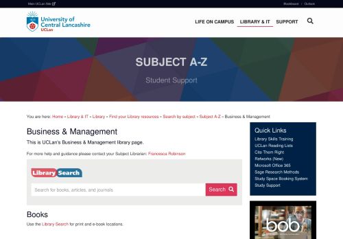 
                            4. Subject A-Z | Student Support | University of Central Lancashire - UCLan