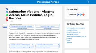 
                            7. Submarino Viagens – Viagens Aéreas, Meus Pedidos, Login, Pacotes