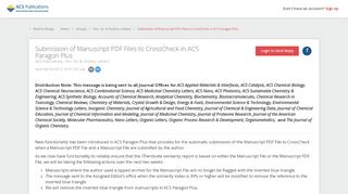 
                            6. Submission of Manuscript PDF Files to CrossCheck in ACS Paragon ...