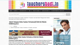 
                            6. Submit Telangana Online Teachers Particulars@ Child Info Website ...