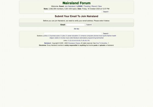 
                            5. Submit Your Email To Join Nairaland - Nairaland Forum