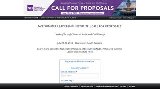 
                            12. Submitter Login Page - Call for Proposals - 2019 NCE Summer ...