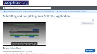 
                            6. Submitting and Completing Your SOPHAS Application - Liaison