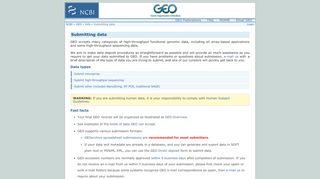 
                            4. Submitting data - GEO - NCBI