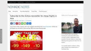 
                            3. Subscribe to the AirAsia newsletter for cheap flights in Asia