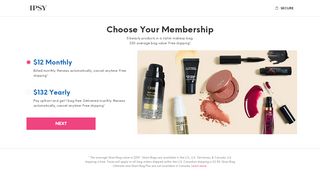 
                            2. Subscribe to the Glam Bag (Choose a Plan) | ipsy