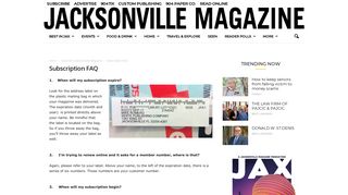 
                            6. Subscription FAQ | Jacksonville Magazine