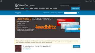 
                            7. Subscription Form for Feedblitz | WordPress.org