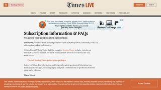 
                            5. Subscription information & FAQs - TimesLIVE