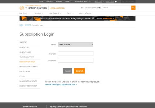 
                            4. Subscription Login | Customer Support | Thomson Reuters Australia