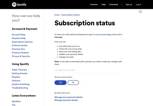 
                            5. Subscription status - Spotify