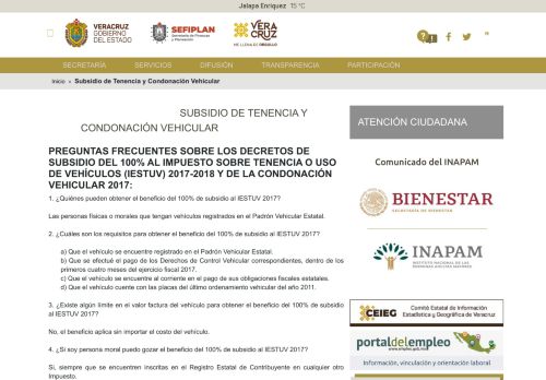 
                            3. Subsidio de Tenencia y Condonación Vehicular - Gobierno de Veracruz