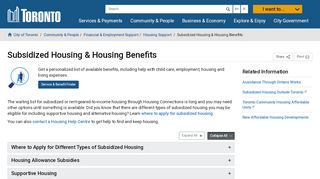 
                            9. Subsidized Housing & Housing Benefits – City of Toronto