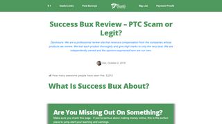 
                            13. Success Bux Review – PTC Scam or Legit? - ScamsKitchen