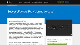 
                            9. SuccessFactors | Provisioning Access - Inlet Technologies