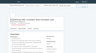 
                            7. SucessFactors LMS - Consultant, Senior Consultant, Lead - LinkedIn