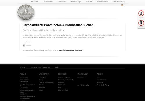 
                            3. Suche Fachhändler für Kaminofen und Brenzellen - Spartherm