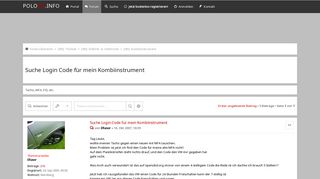 
                            3. Suche Login Code für mein Kombiinstrument - polo9N.info - polo6R ...