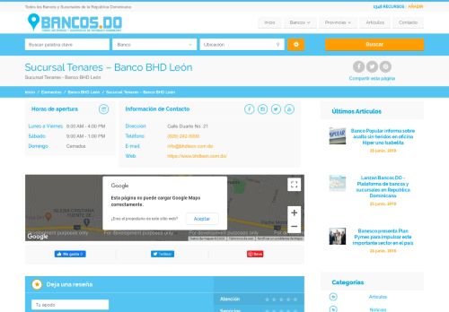 
                            13. Sucursal Tenares - Banco BHD León - Bancos.DO