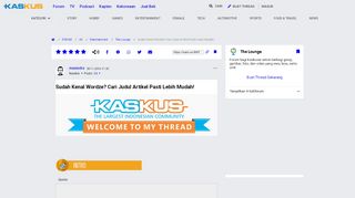 
                            13. Sudah Kenal Wordze? Cari Judul Artikel Pasti Lebih Mudah! | KASKUS