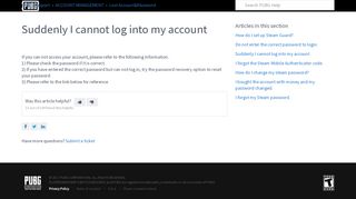 
                            7. Suddenly I cannot log into my account – PUBG Support