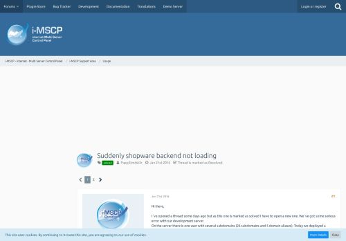 
                            7. Suddenly shopware backend not loading - Usage - i-MSCP - internet ...