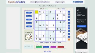 
                            2. Sudoku Kingdom - Play free sudoku puzzles online