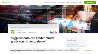 
                            1. Suggerimento Top Trader: “Inizia gratis con un conto demo” - eToro