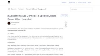 
                            1. [Suggestion] Auto-Connect To Specific Discord Server When Launched