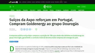 
                            12. Suíços da Axpo reforçam em Portugal. Compram Goldenergy ao ...