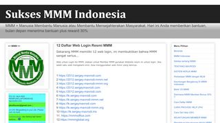 
                            1. Sukses MMM Indonesia: 12 Daftar Web Login Resmi MMM