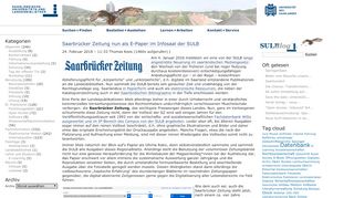 
                            12. SULBBlog » Archiv » Saarbrücker Zeitung nun als E-Paper im Infosaal ...