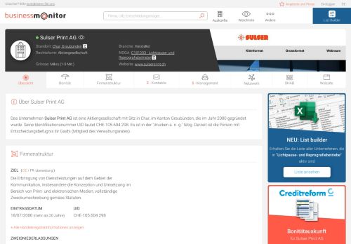 
                            7. Sulser Print AG, Chur | vollständige Information - Business Monitor