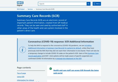 
                            9. Summary Care Records (SCR) - NHS Digital