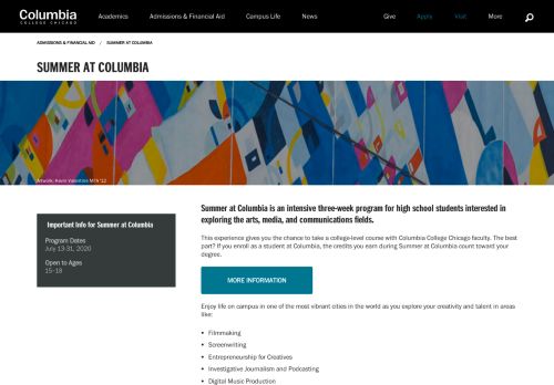 
                            13. Summer at Columbia - Admissions & Financial Aid - Columbia College ...