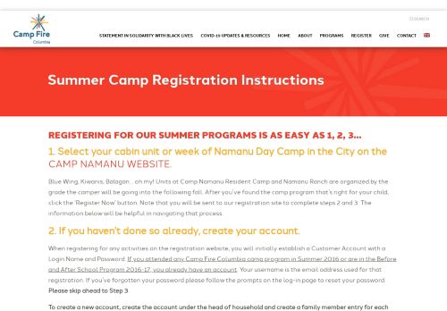 
                            10. Summer Camp Registration Instructions - Camp Fire Columbia