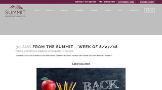 
                            10. Summit Expedited Logistics | From the Summit – Week of 8/27/18