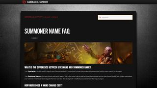 
                            8. Summoner Name FAQ - GARENA LOL SUPPORT
