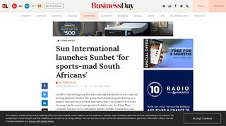 
                            7. Sun International launches Sunbet 'for sports-mad South Africans'