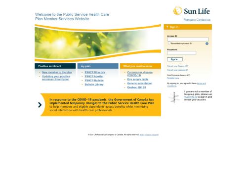 
                            2. Sun Life Financial - www.sunlife.ca/PSHCP