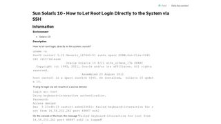 
                            6. Sun Solaris 10 - How to Let Root Login Directly to the System via SSH