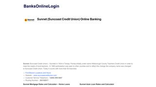 
                            3. Sunnet (Suncoast Credit Union) Online Banking