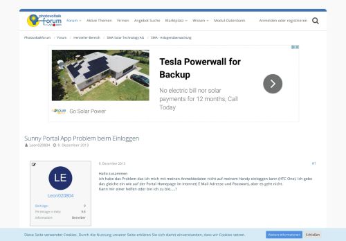 
                            3. Sunny Portal App Problem beim Einloggen• Photovoltaikforum