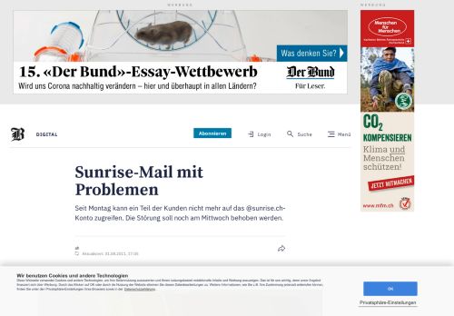 
                            12. Sunrise-Mail mit Problemen - News Digital: Mobil - derbund.ch